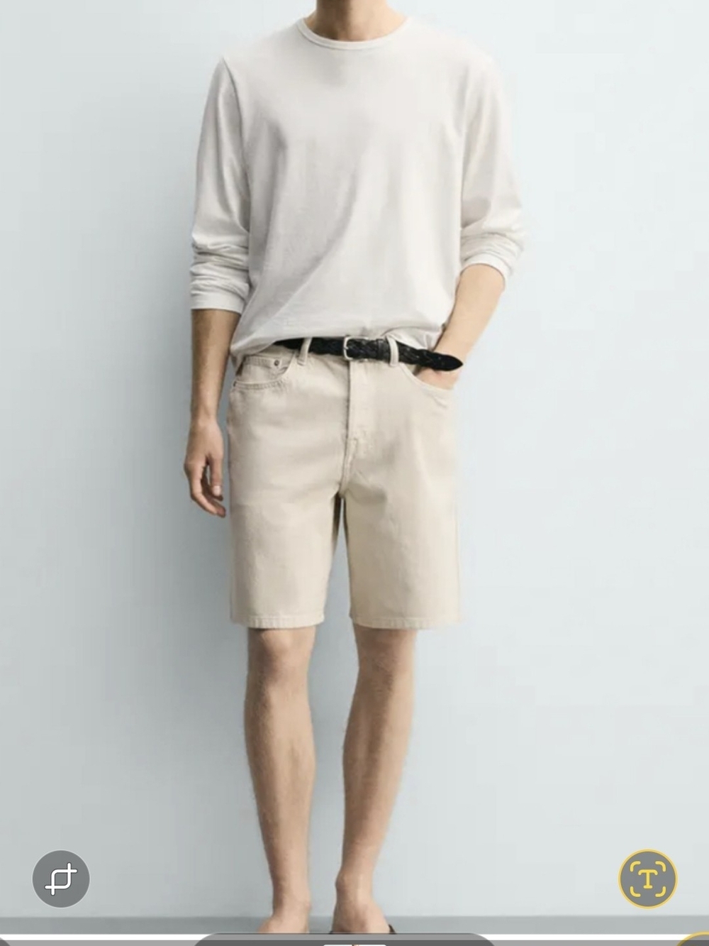 Zara Men's Light Beige Flat Front Shorts